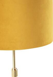 Lampada da tavolo oro / ottone con paralume in velluto giallo 25 cm - Parte