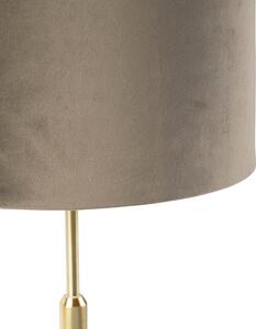 Lampada da tavolo oro / ottone con paralume in velluto taupe 25 cm - Parte