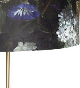 Lampada da terra oro / ottone paralume velluto fiori 40/40 cm - PARTE