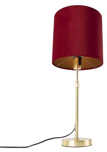 Lampada da tavolo oro / ottone con paralume in velluto rosso 25 cm - Parte