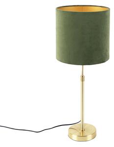 Lampada da tavolo oro / ottone con paralume in velluto verde 25 cm - Parte