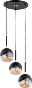 Lampada a sospensione rotonda nera con tre sfere di vetro PRADA 3xE27 15W ALF62403 Alfa