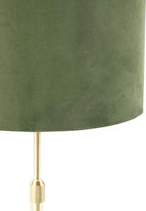 Lampada da tavolo oro / ottone con paralume in velluto verde 25 cm - Parte
