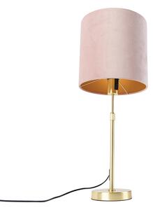 Lampada da tavolo oro / ottone paralume velluto rosa 25 cm - PARTE