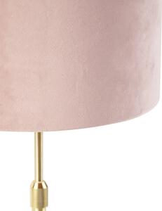 Lampada da tavolo oro / ottone paralume velluto rosa 25 cm - PARTE