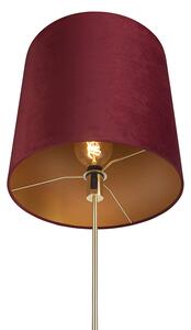 Lampada da terra oro / ottone paralume velluto rosso 40/40 cm - PARTE
