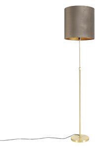Lampada da terra oro/ ottone paralume velluto taupe 40/40 cm - PARTE