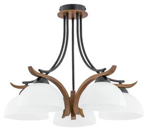 Lampada a sospensione BAFIA bianco-nero-legno scuro 5xE27x15W in legno, dimensioni: 46x50x50 cm, IP20, Alfa