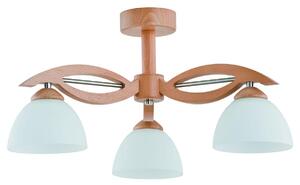 Lampada da soffitto EMIR bianca cromata 3xE27x15W effetto legno, dimensioni: 28,5x53x53 cm, IP20, Alfa