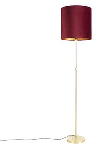 Lampada da terra oro / ottone paralume velluto rosso 40/40 cm - PARTE