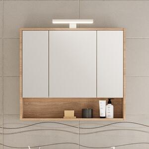 Kamalu specchio bagno contenitore 80 cm rovere chiaro | lac-iride-80