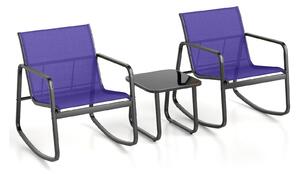 KOMFOTTEU 3 pezzi. Set da balcone, set da bistrot con 2 sedie a dondolo e tavolo, salottino da giardino in tessuto Textilene, set di mobili da giardino per terrazza e balcone (blu)