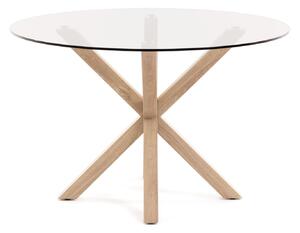 Tavolo tondo Full Argo in vetro e gambe in acciaio effetto legno Ø 119 cm
