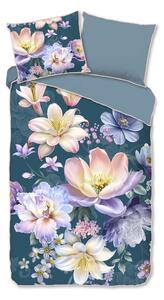 Set copripiumino e federa blu in raso di cotone per letto singolo/per letto esteso 140x220 cm Mirery – Descanso