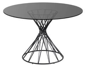 Tavolo rotondo Niut in vetro e gambe in acciaio finitura nera Ø 120 cm