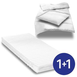 Materasso in schiuma a freddo K16 90 x 200 cm, altezza 16 cm, grado di rigidità H2/H3 + set da letto in microfibra CloudComfort Basic 135 x 200 cm + 80 x 80 cm