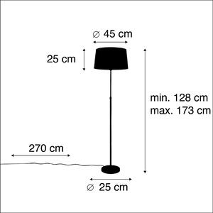 Lampada da terra nera con paralume in lino grigio scuro 45 cm - Parte