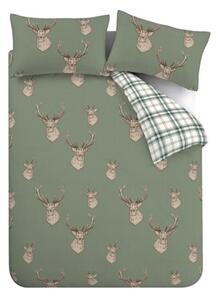 Set copripiumino e federa verde per letto singolo 135x200 cm Stag Check – Catherine Lansfield
