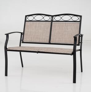 Panchina da giardino KOMFOTTEU, 2 posti, divano doppio in tessuto con struttura in metallo, sedia con schienale alto e braccioli, portata 300 kg, per patio, balcone, 71 x 105 x 93 cm