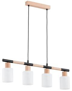Lampada a sospensione DELLA in legno chiaro, nero e bianco, 4xE27x15W, legno, dimensioni: 85x10x77 cm, IP20, Alfa