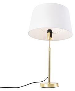 Lampada da tavolo oro / ottone con paralume in lino bianco 35 cm - Parte