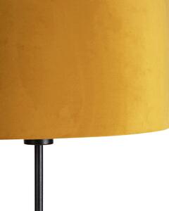 Lampada da terra nera con paralume in velluto giallo ocra con oro 35 cm - Parte