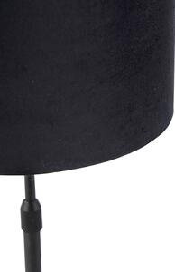 Lampada da tavolo nera paralume velluto nero oro 25 cm - PARTE