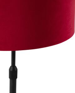 Lampada da tavolo nera paralume velluto rosso oro 25 cm - PARTE