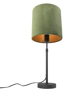 Lampada da tavolo nera paralume velluto verde oro 25 cm - PARTE