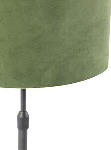 Lampada da tavolo nera paralume velluto verde oro 25 cm - PARTE