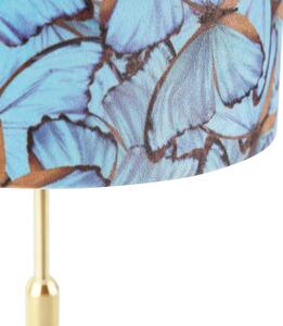 Lampada da tavolo oro / ottone con paralume in velluto farfalle 25 cm - Parte