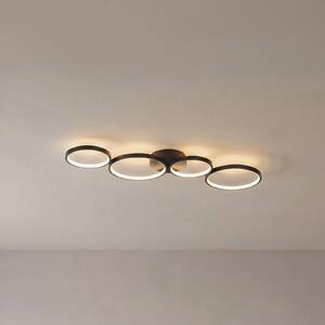 Plafoniera a LED Evengeline Lindby, Nero, Soggiorno / Sala da pranzo, Alluminio, Moderno, Plafoniera LED