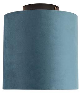 Lampada da soffitto con paralume in velluto blu con oro 20 cm - Nero combinato