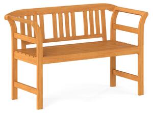 Panchina da giardino KOMFOTTEU in legno di acacia, panchina da esterno con schienale alto e braccioli arrotondati, panchina in legno resistente alle intemperie con portata fino a 360 kg per 2 persone, panchina da giardino, balcone e terrazza