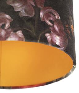 Plafoniera nera velluto fiori oro 25 cm COMBI