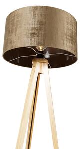 Lampada da terra legno paralume marrone 50 cm - TRIPOD CLASSIC