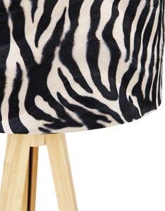Lampada da terra legno paralume zebra 50 cm - TRIPOD CLASSIC