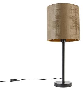 Lampada da tavolo moderna nera con paralume marrone 25 cm - Simplo