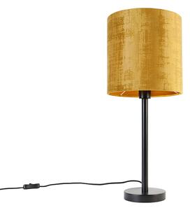 Lampada da tavolo moderna nera con paralume oro 25 cm - Simplo
