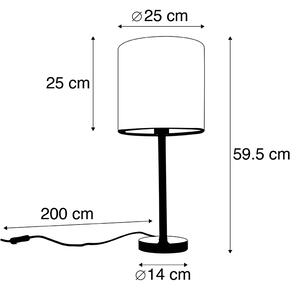 Lampada da tavolo moderna nera con paralume marrone 25 cm - Simplo