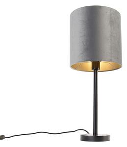 Lampada da tavolo moderna nera con paralume grigio 25 cm - Simplo
