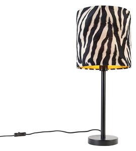 Lampada da tavolo moderna nera con paralume zebra 25 cm - Simplo