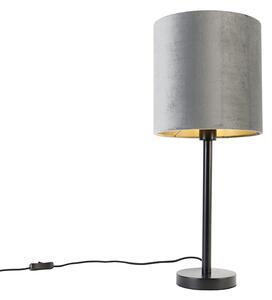 Lampada da tavolo moderna nera con paralume grigio 25 cm - Simplo