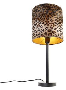 Lampada da tavolo moderna nera con paralume leopardo 25 cm - Simplo