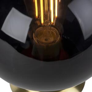Lampada da tavolo Art Déco ottone vetro nero - PALLON