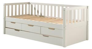 Letto da bambini estraibile bianco in pino massiccio con contenitore con rete inclusa 90x200 cm Fritz – Vipack