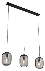 Lampada a sospensione industriale nera 110 cm 3 luci - BLISS Mesh