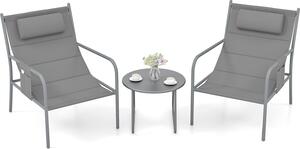 Set da balcone KOMFOTTEU da 3 pezzi, set di mobili da balcone con 2 sedie da giardino e tavolino, set di mobili da giardino in ferro e tessuto sling, set di sedute da giardino per balcone e terrazza