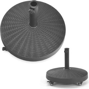 KOMFOTTEU Supporto per ombrellone con rotelle, supporto per ombrellone 52 cm per asta da 38 mm / 48 mm, supporto rotante per ombrellone da balcone rotondo da 23 kg, supporti per ombrelloni da mercato