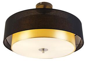 Plafoniera moderna nera con oro 50 cm 3 luci - Drum Duo